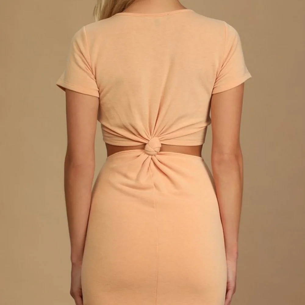 Lulus Orange Knotted Mini T-Shirt Cut Out Dress